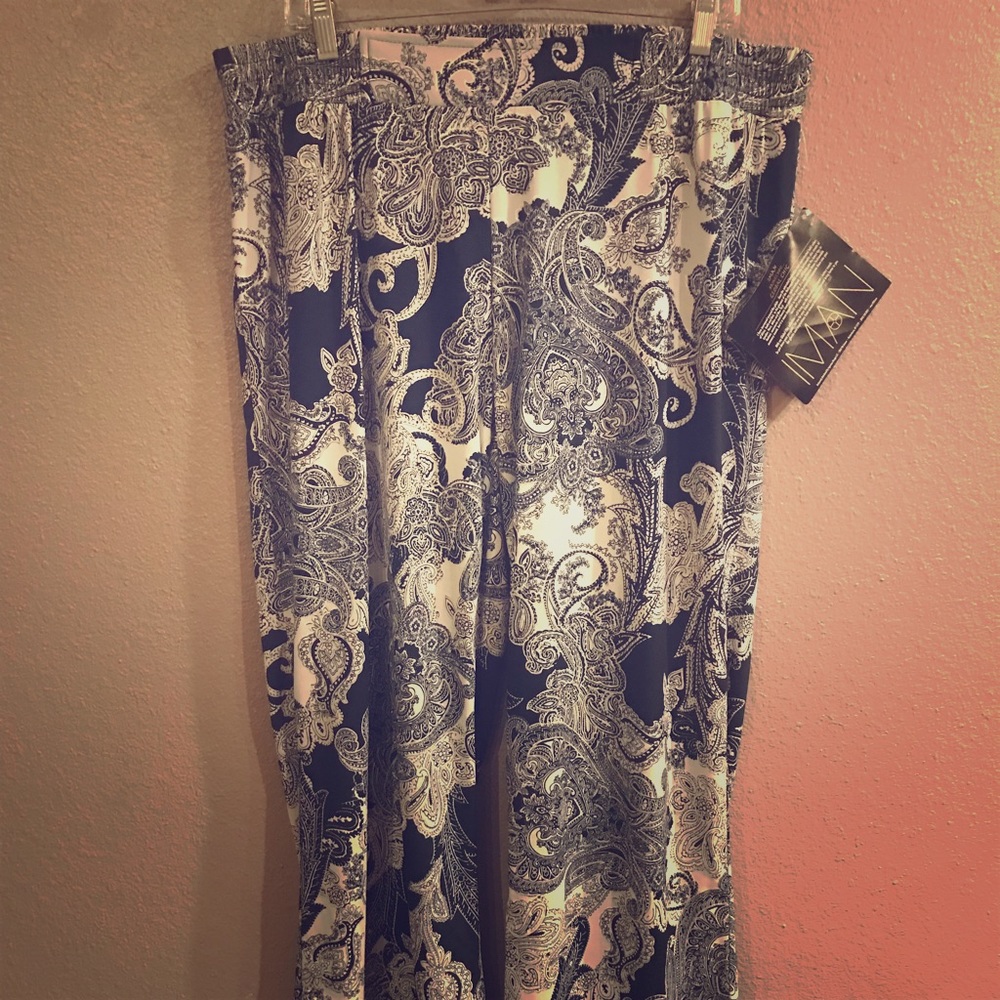 IMAN Paisley Lounge Palazzo Pants Sz 1X Short New!